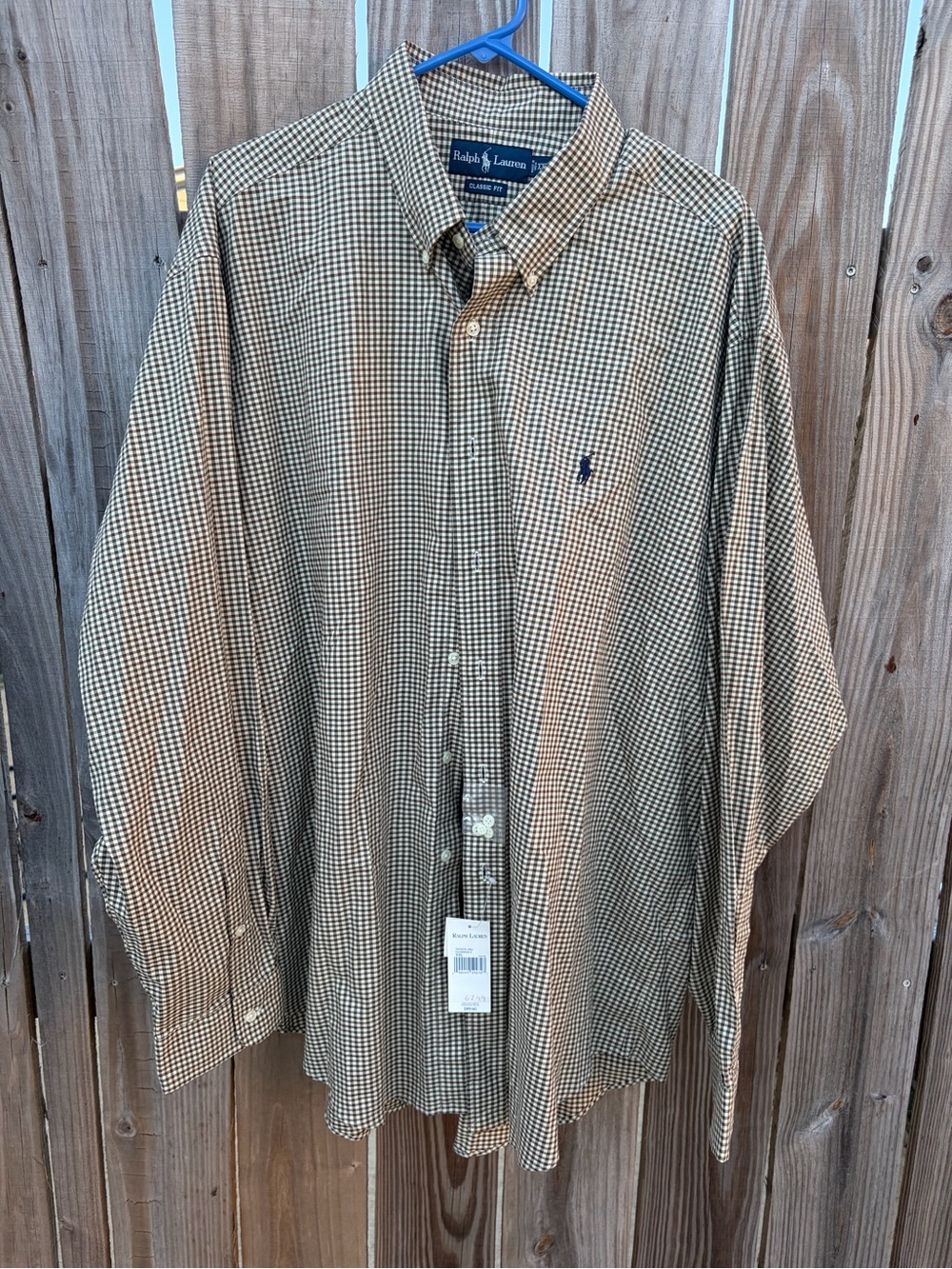 Ralph Lauren Men's Tan and Brown Micro-Check Button-Down Shirt
